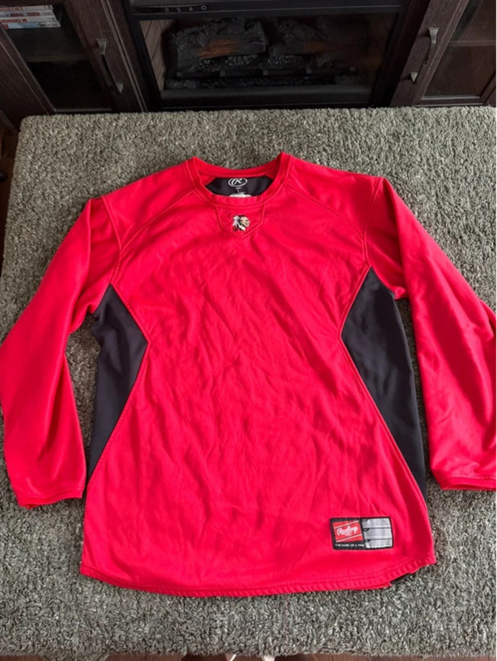 Rawlings Adult Size Large Red and Black Baseball Jersey Shirt